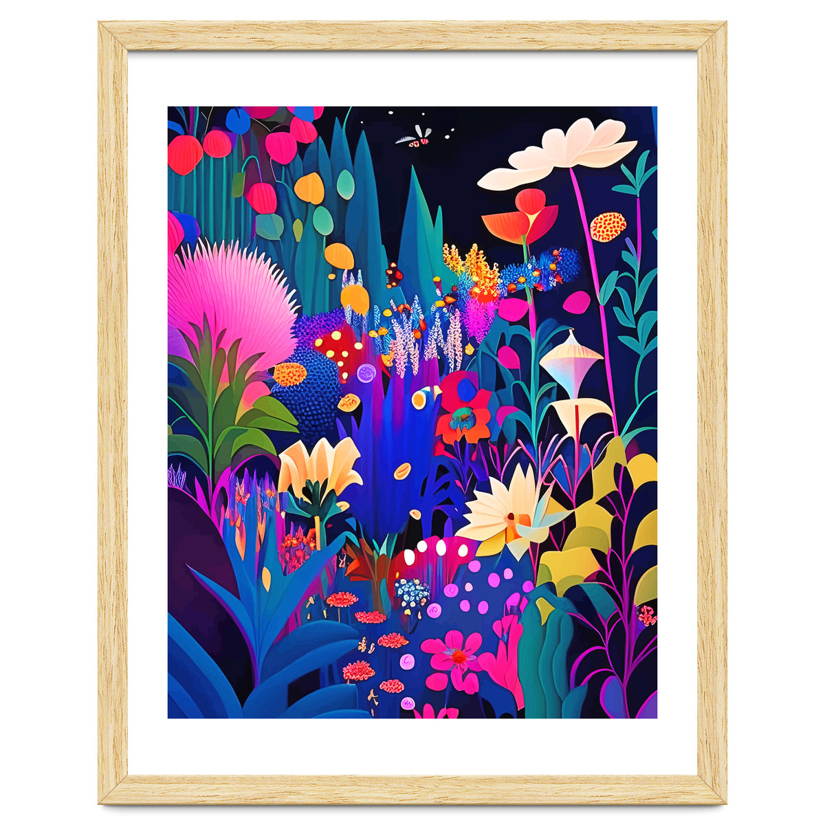 Surreal Emotions, Abstract Colorful Bold Botanical Nature Garden, Eclectic Boho Bohemian Modern Contemporary Graphic Design Painting