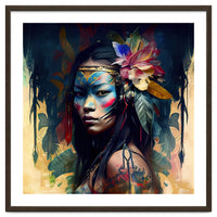 Floral Native Asian Warrior Portrait