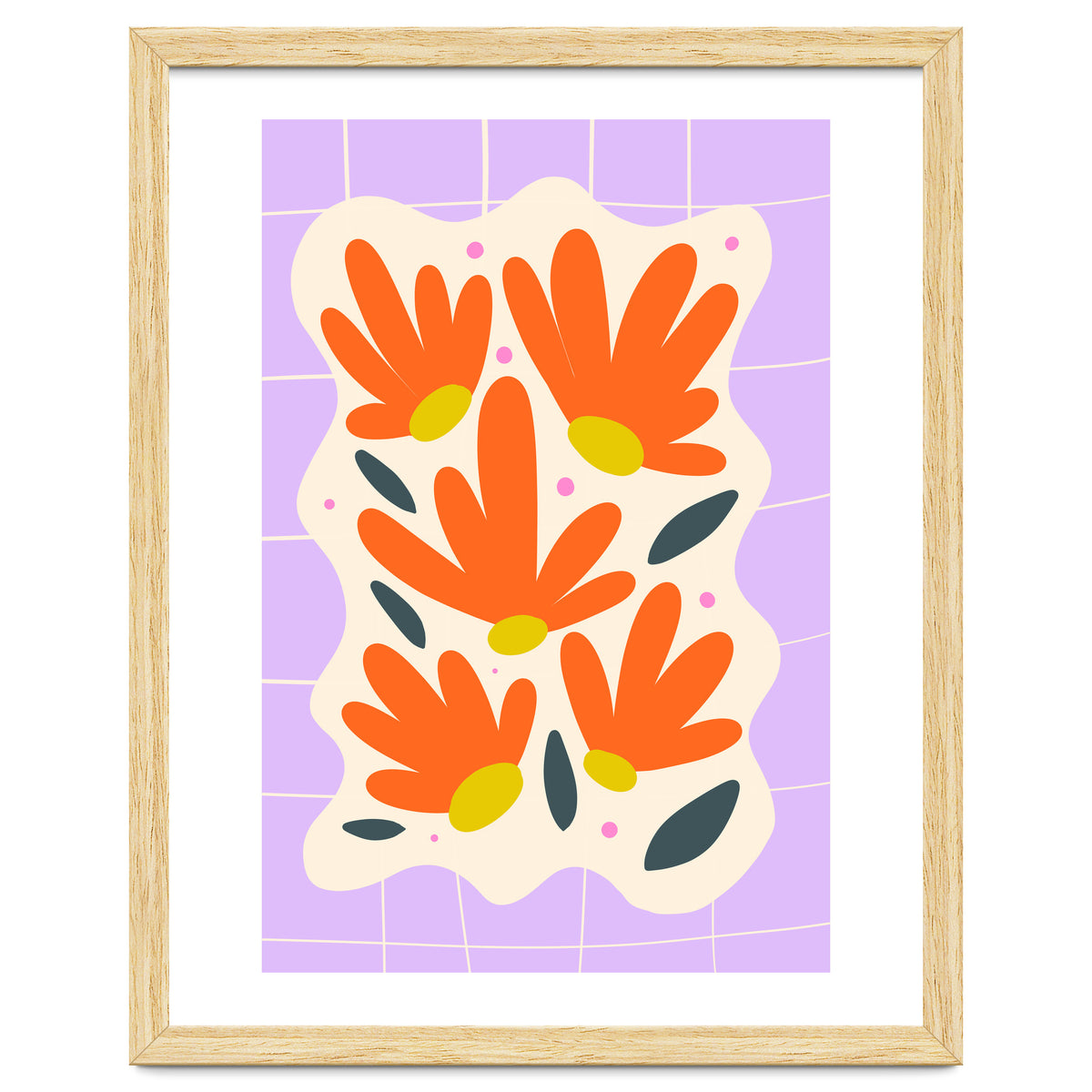 Modern Grid Floral Violet