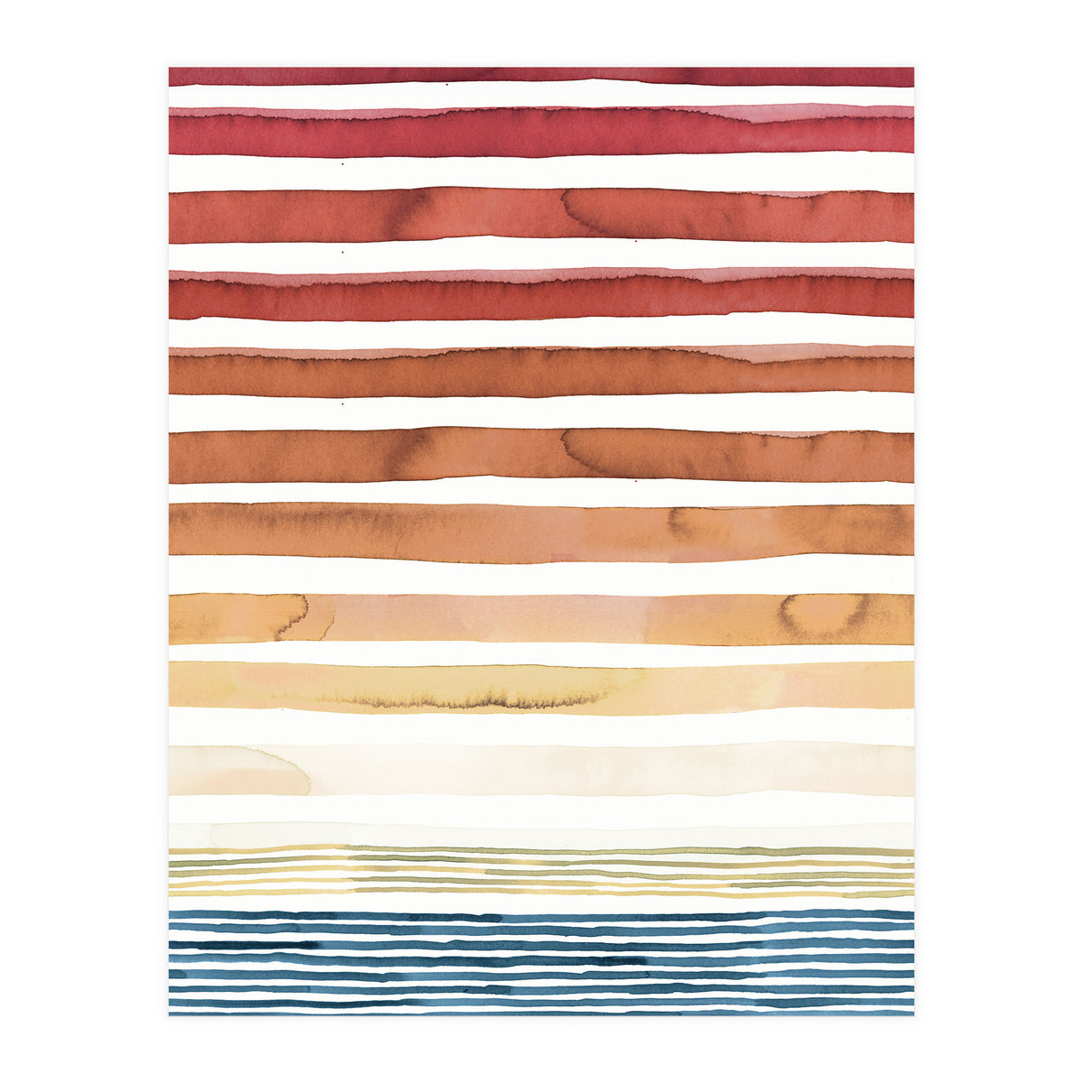 Watercolour Sunset Stripes Orange (Print Only)