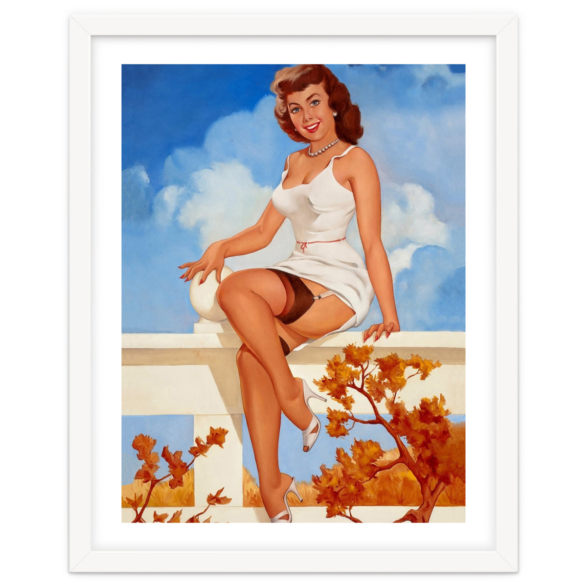 Beautiful Pinup Girl Posing On A Fence