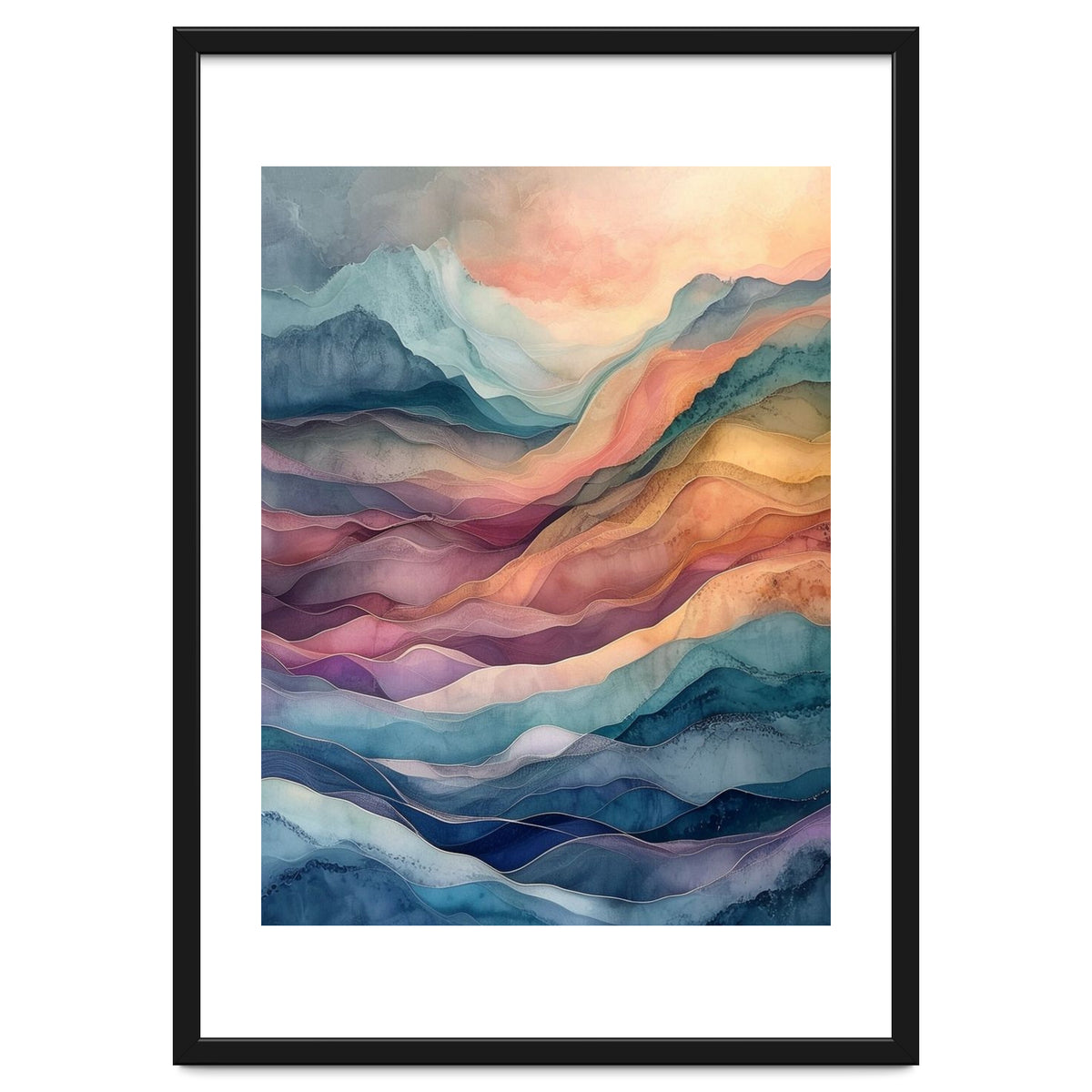 Abstract Fluid Mountain Landscape Art