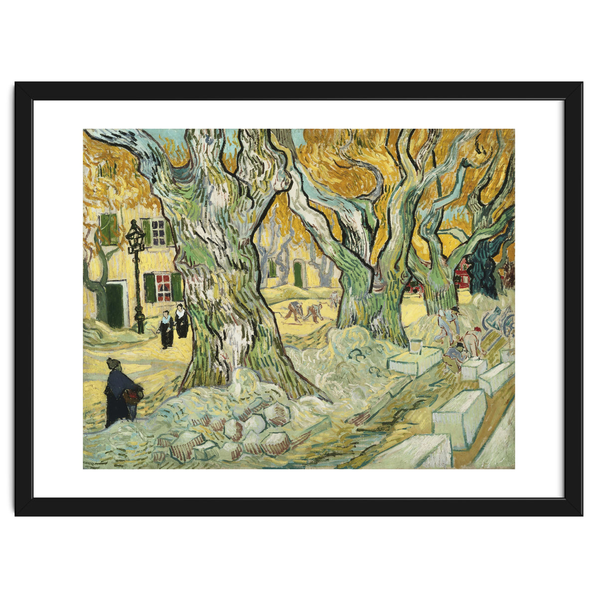 VINCENT VAN GOGH: The Road Menders. Date/Period: 1889. Painting. Oil on canvas.