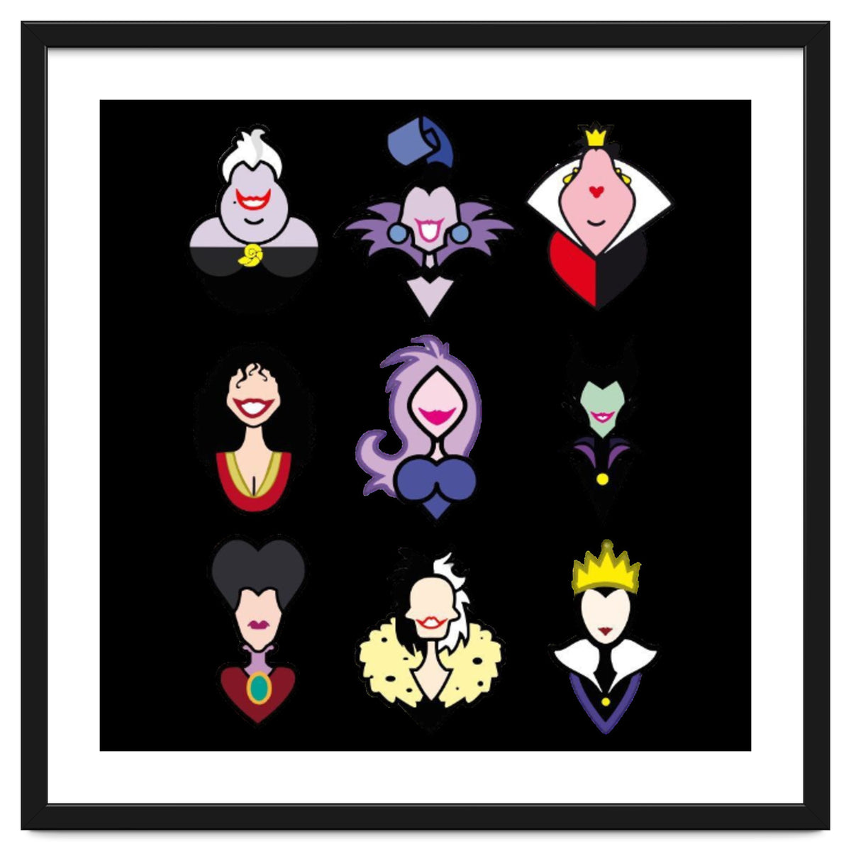 Disney Villains Cartoon Minimalist Faces