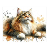 Majestic Cat With Watercolor Splashes (Print Only) thumbnail