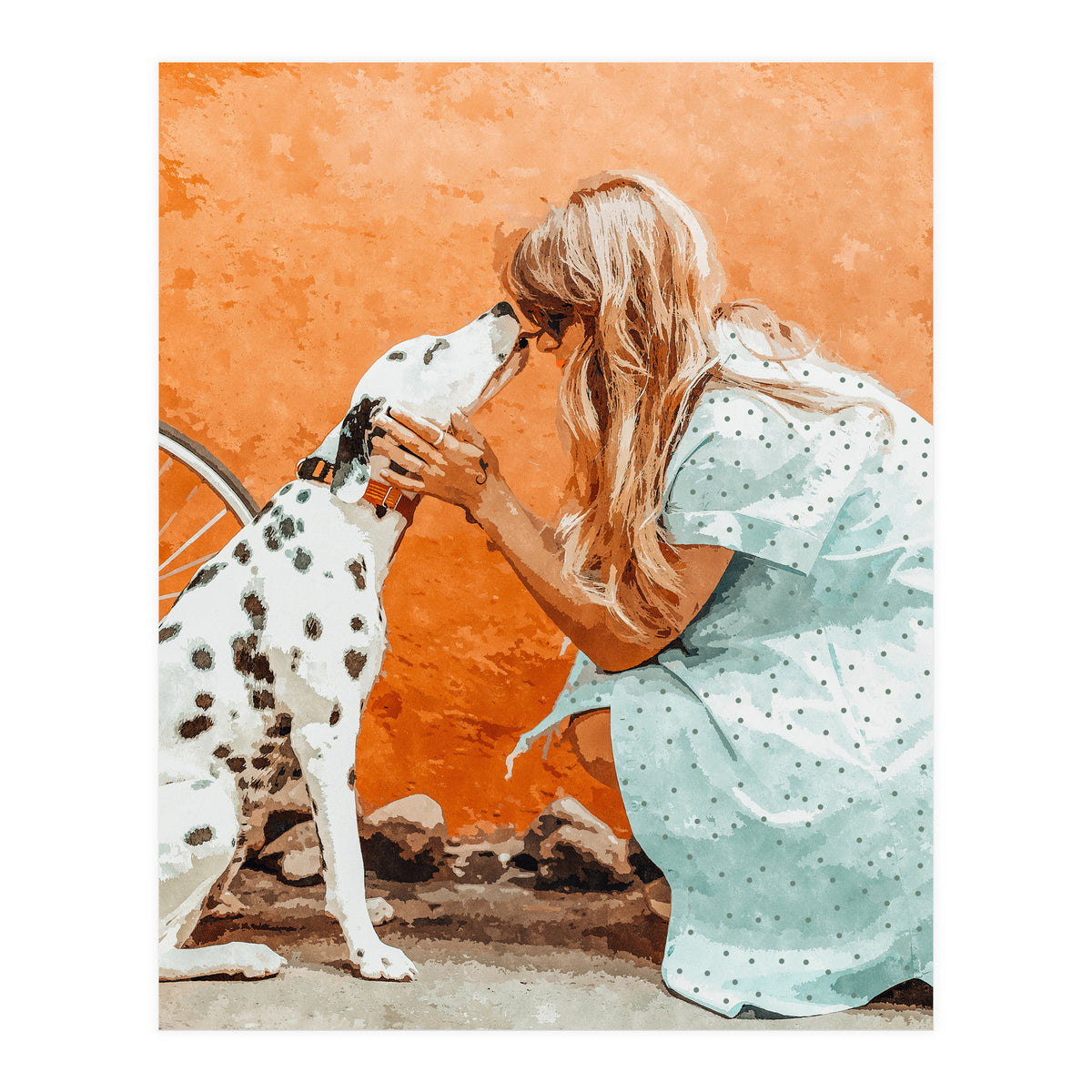Pet Bound | Dalmatian Dog Lover Friendship Companion | Modern Bohemian Woman Puppy Animals Love (Print Only)