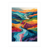 Colorful Abstract River Valley Landscape Art (Print Only) thumbnail