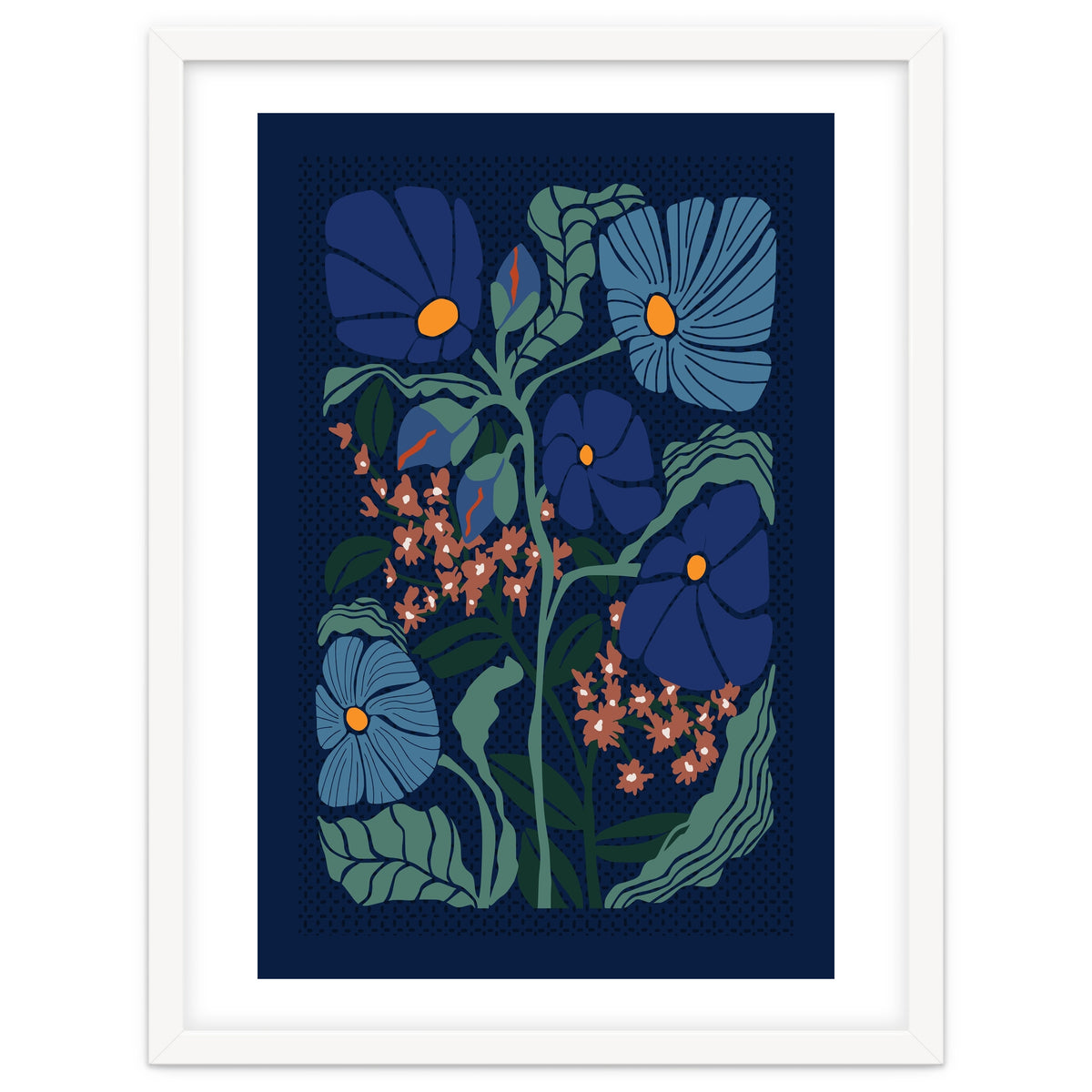 Klimt Flower Dark Blue