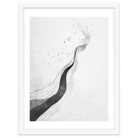 Abstract Black And White Ink Flowing Lines With Splatter