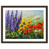 Radiant Summer Wildflower Meadow Oil Painting