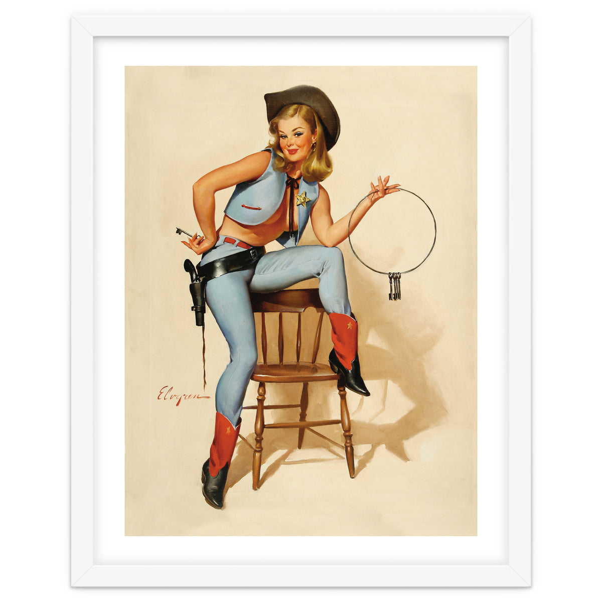Pinup Cowgirl With A Key