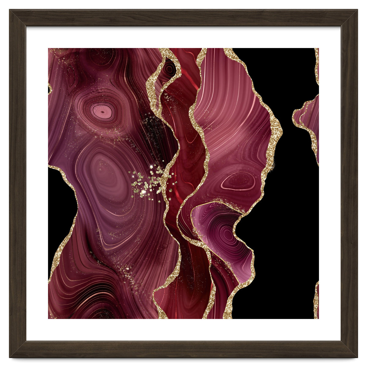 Burgundy & Gold Glitter Agate Texture 01