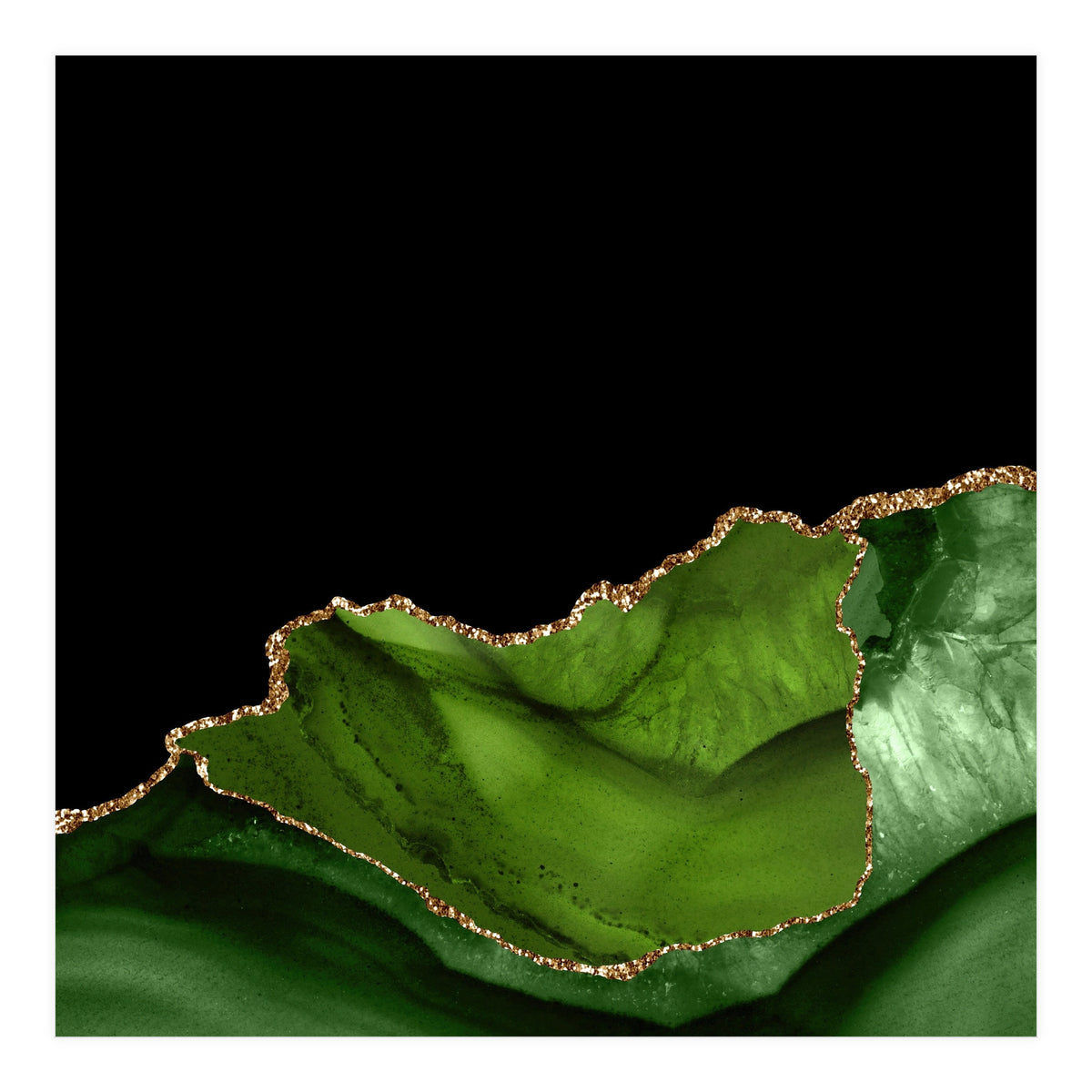 Green & Gold Agate Texture 06 (Print Only)