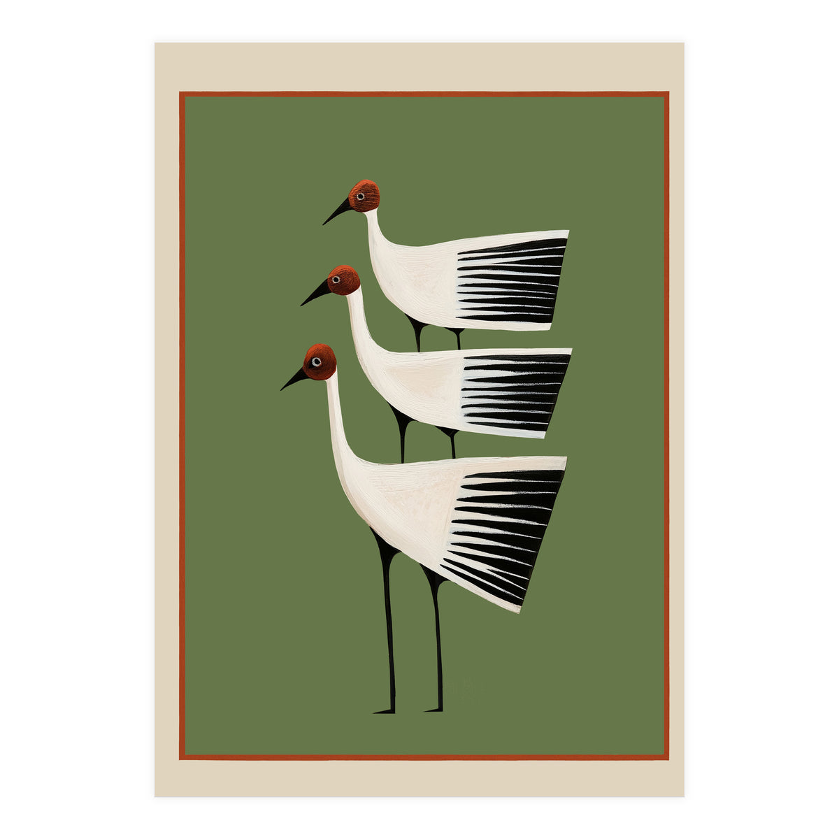 Striped Bird Trio I (Print Only)