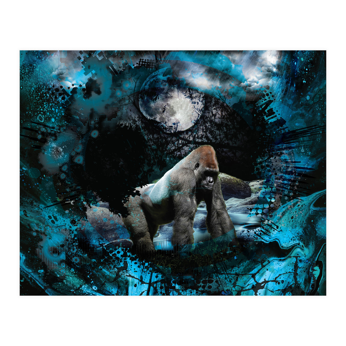 Gorilla Blue Moon Forest Scenic (Print Only)