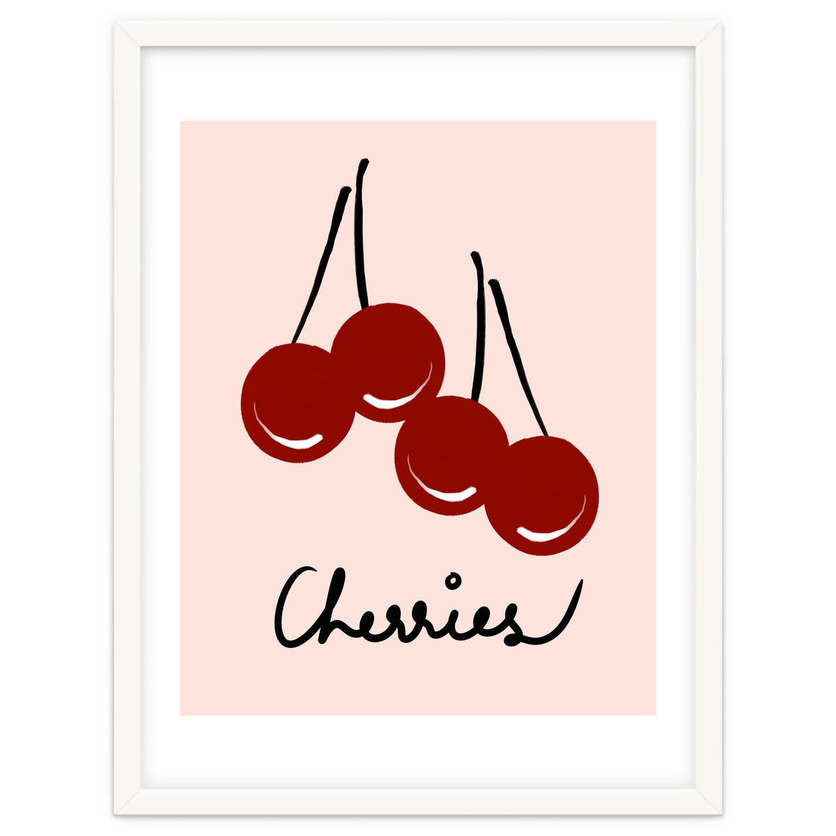 Cherries modern simple minimalistic red cute Fruit wall art