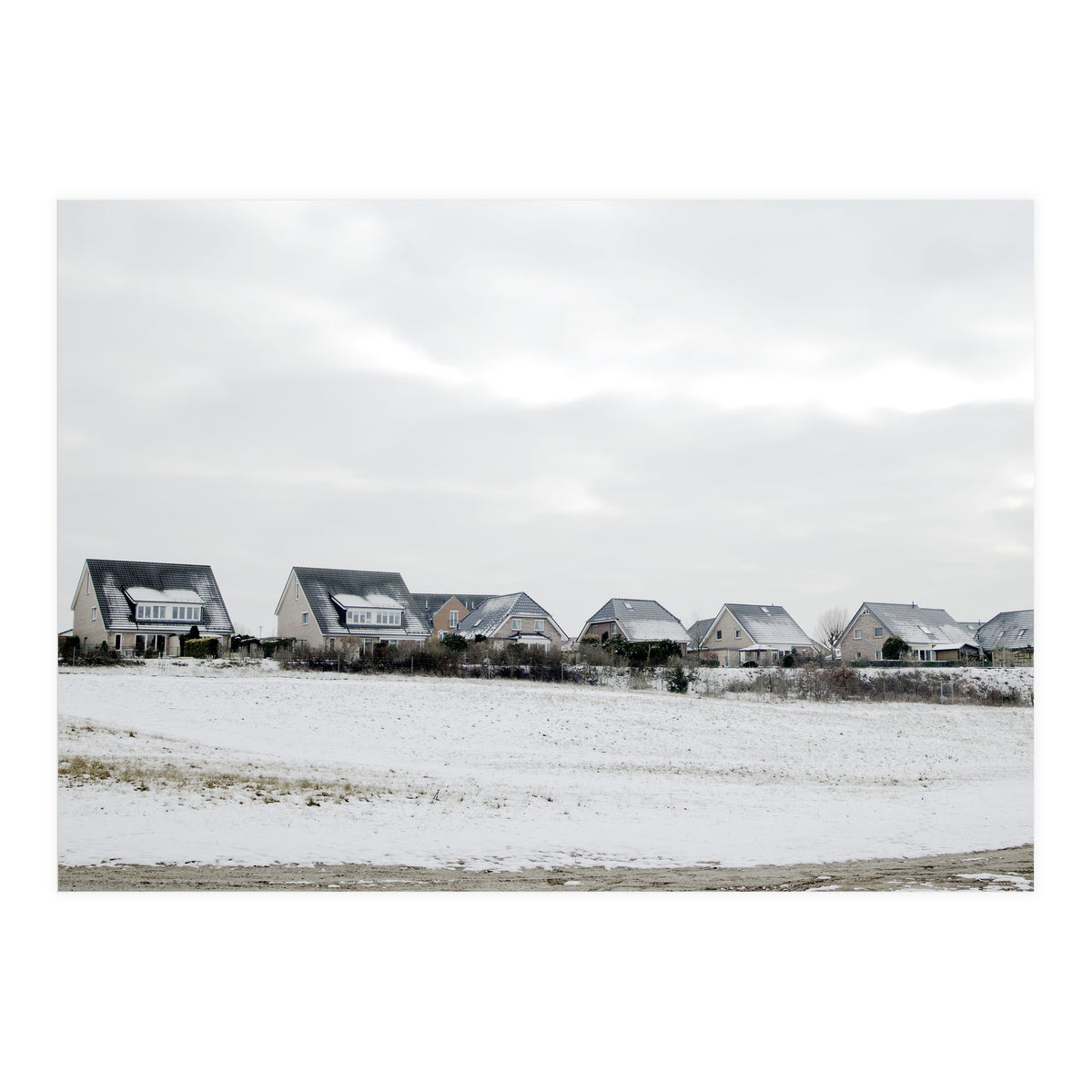 Snow covered houses on the hill (Print Only)