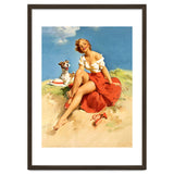 Sexy Pinup Girl On The Beach With Her Dog thumbnail