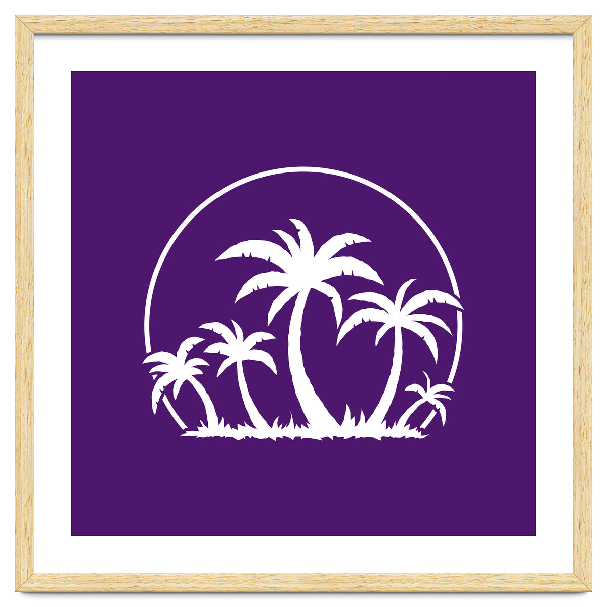 Palm Trees And Sunset in White