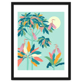Drawn To The Moon, Stork Heron Flamingo Birds, Tropical Pastel Wildlife Forest Nature, Animals Jungle Bohemian Eclectic Fly thumbnail