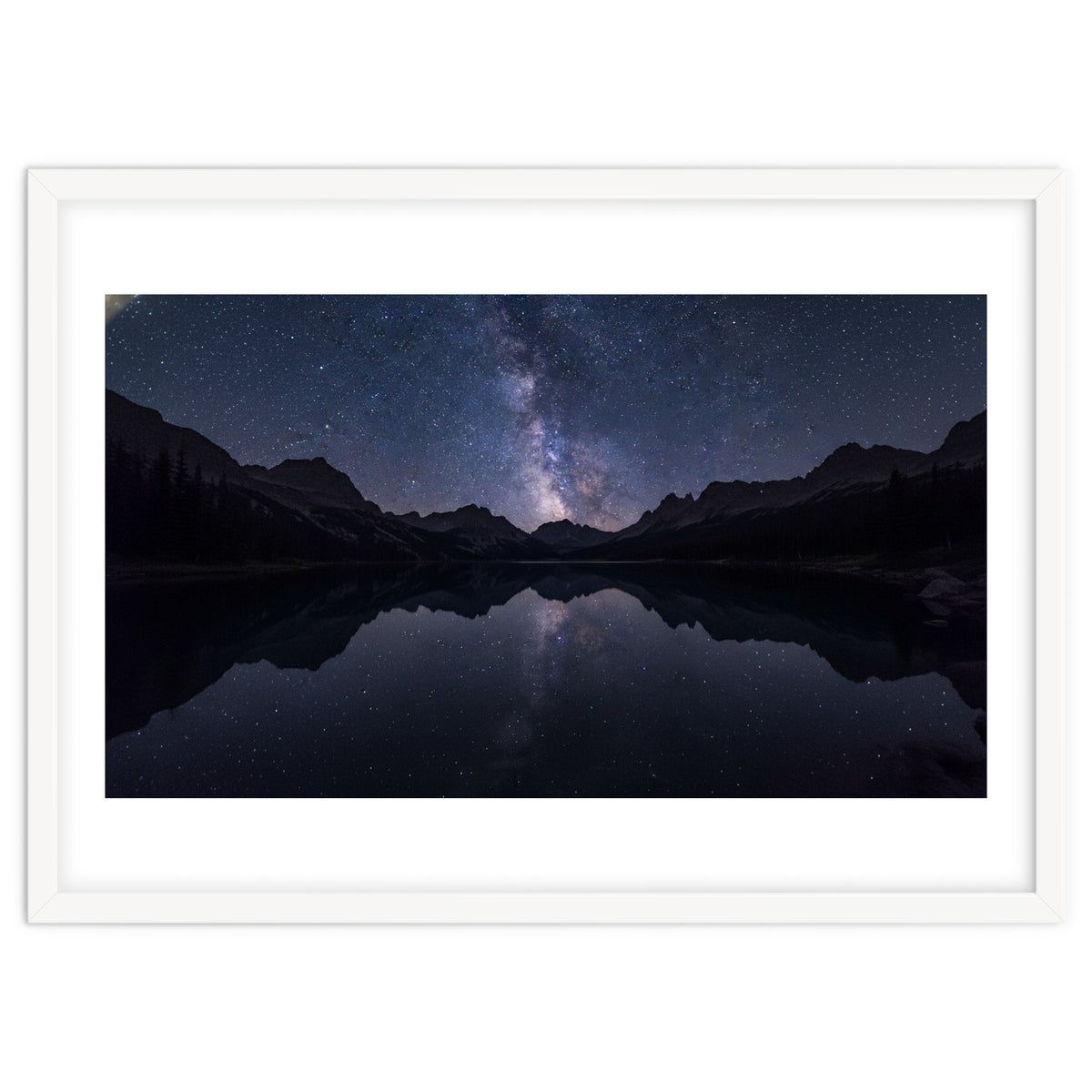 Starlit Reflection: Milky Way Over Mountain Lake