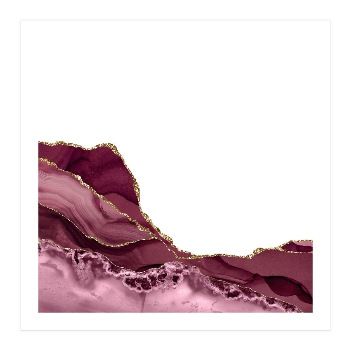 Burgundy & Gold Agate Texture 23  (Print Only)