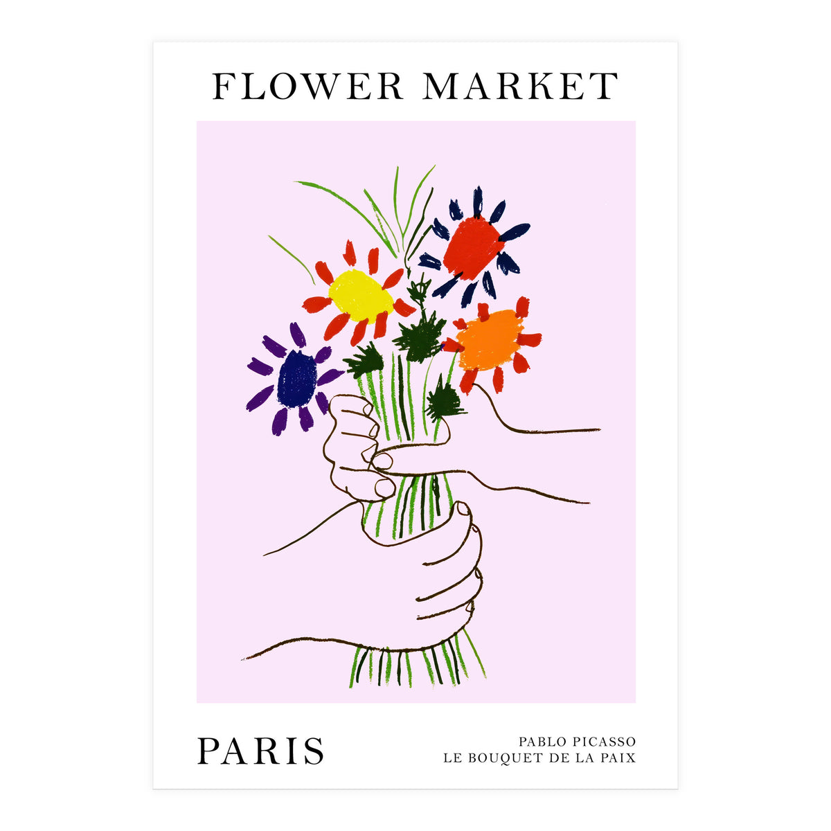 Paris Flower Market Picasso Style Art (Print Only)