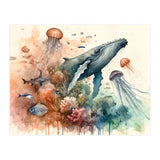 Whale And Jellyfish Watercolor (Print Only) thumbnail