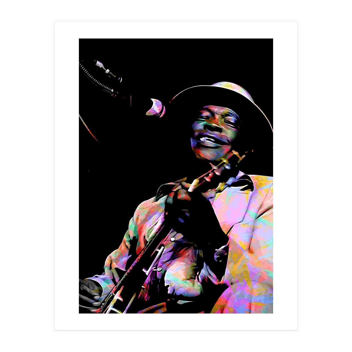 John Lee Hooker American Blues Guitarist Colorful Art (Print Only)