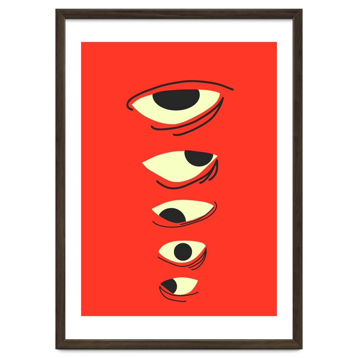 Abstract Eyes on Red Background