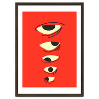 Abstract Eyes on Red Background