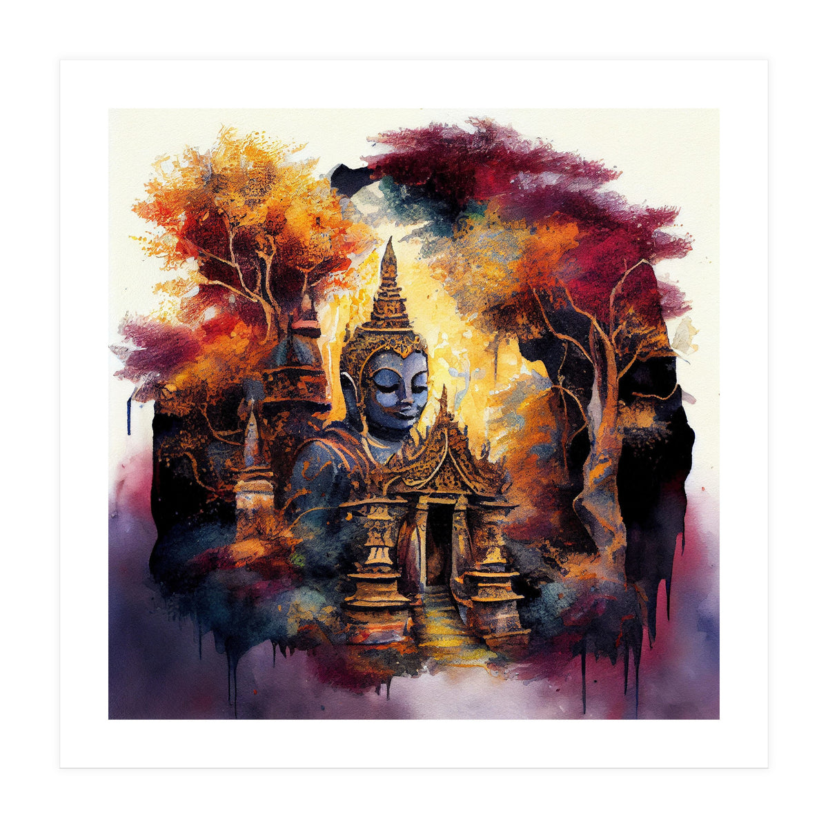 Autumn Forest Buddha Temple (Print Only)