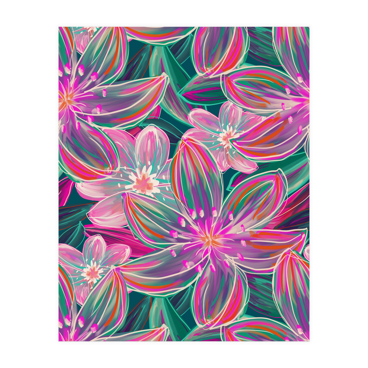 Fluo Bloom Purple & Emerald (Print Only)