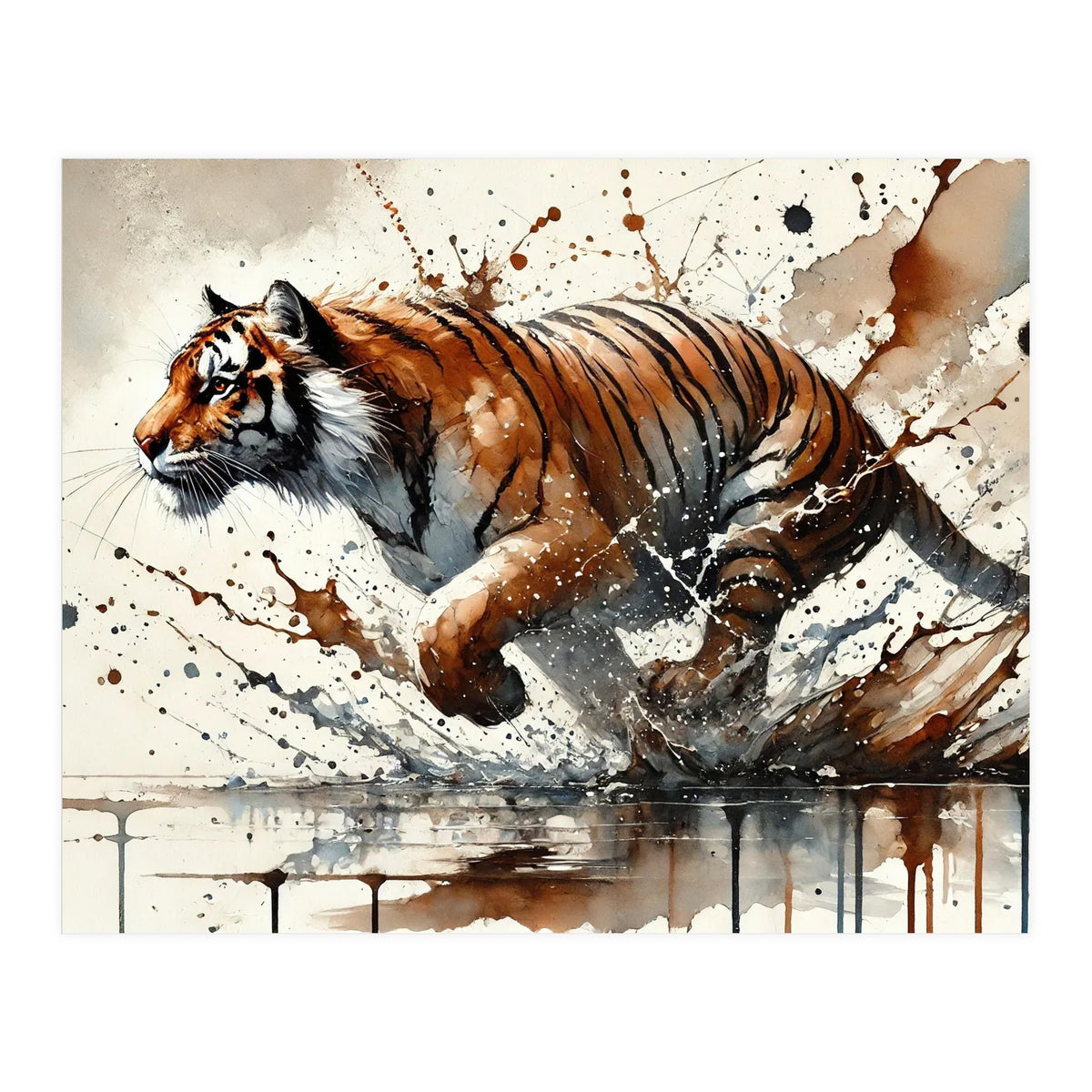 Dynamic Tiger In Motion (Print Only)