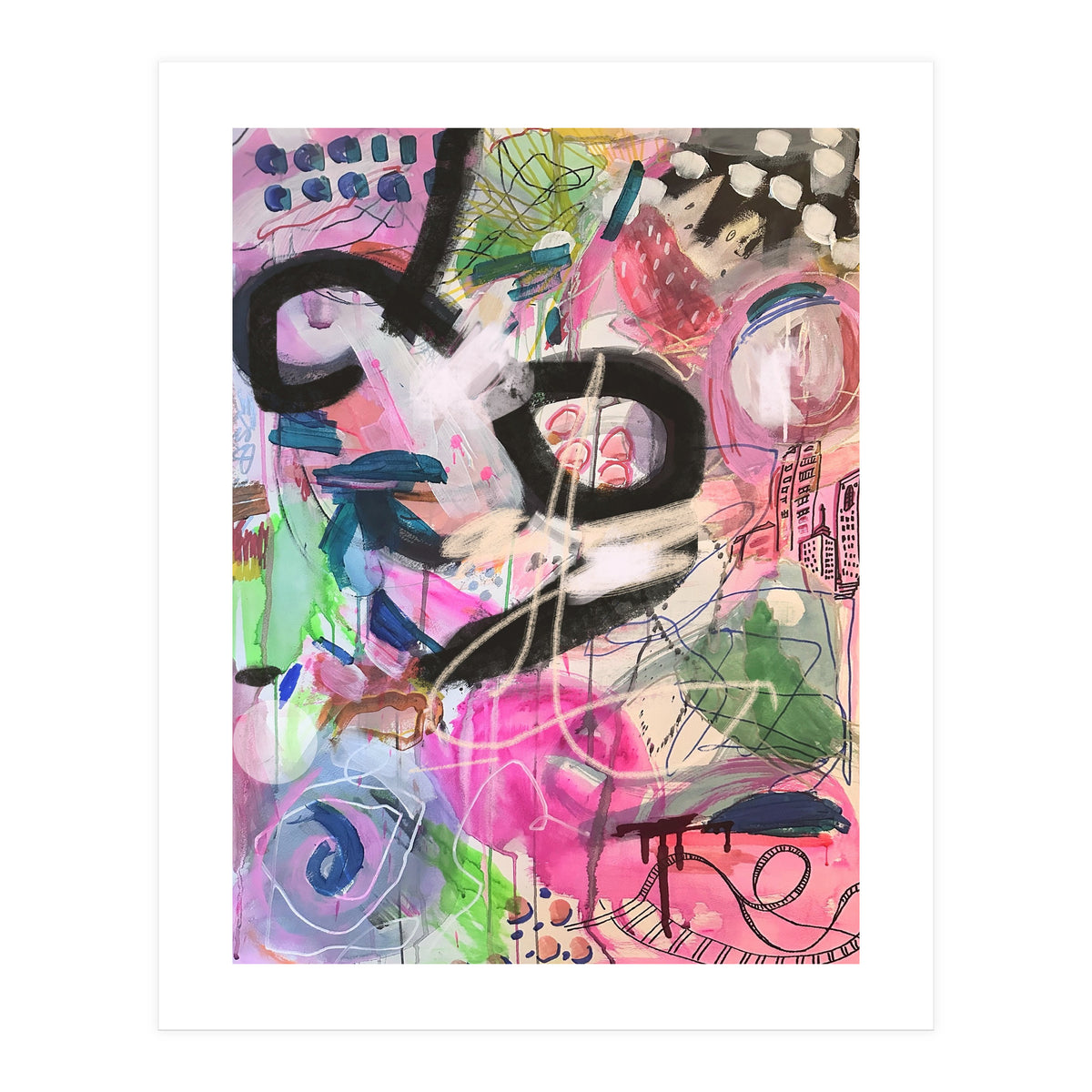Crazy Town Multimedia Abstract Art Print Large Wall Art Poster Viddy Pop Mood Room (Print Only)