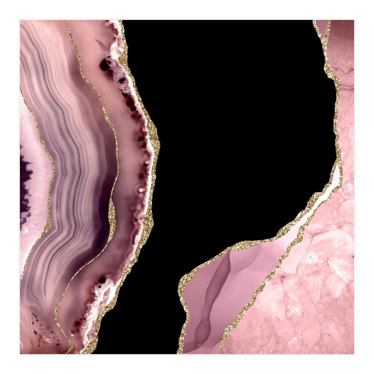 Blush & Gold Agate Texture 01  (Print Only)