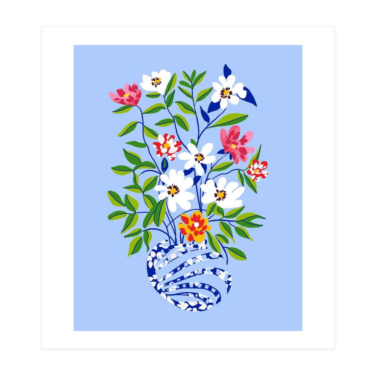 The Floopy Planter, Abstract Flower Pot Illustration, Pop Bohemian Eclectic Botanical, Flower Colorful Blossom (Print Only)