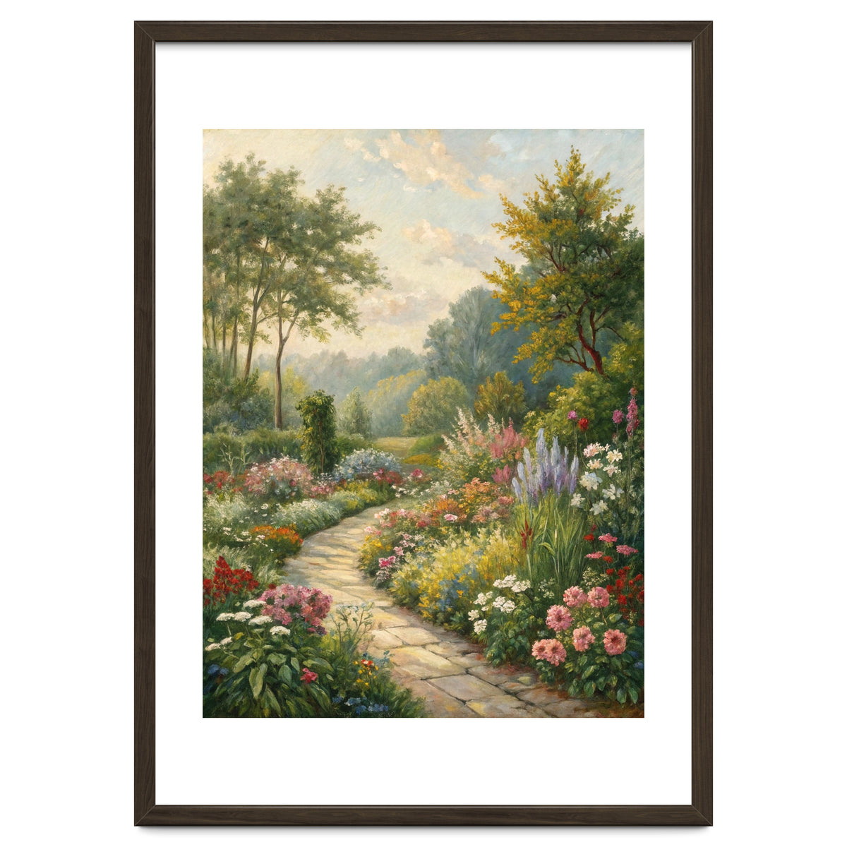 Enchanted English Cottage Garden Oil Painting