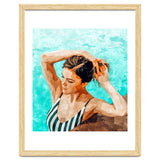Simulacrum | Modern Bohemian Woman Swim | Summer Swimming Pool Fashion Watercolor Painting thumbnail