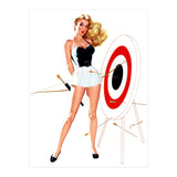 Pinup Girl Posing With Target (Print Only) thumbnail