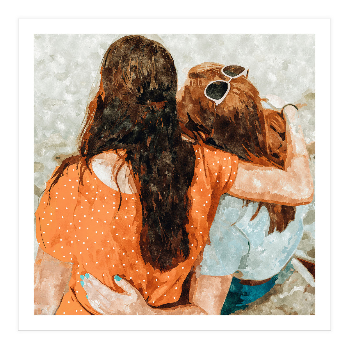 Soul Sisters | Modern Bohemian Friendship BFF Fashion | Friends Companion Summer Travel Painting (Print Only)