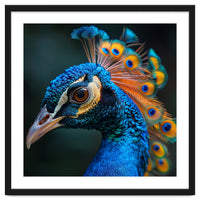 Peacock Bird Portrait Detailed Feathers Vibrant Colors