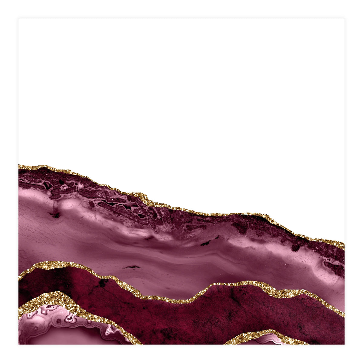 Burgundy & Gold Agate Texture 24  (Print Only)