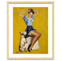 Pinup Woman Posing With Her Dog