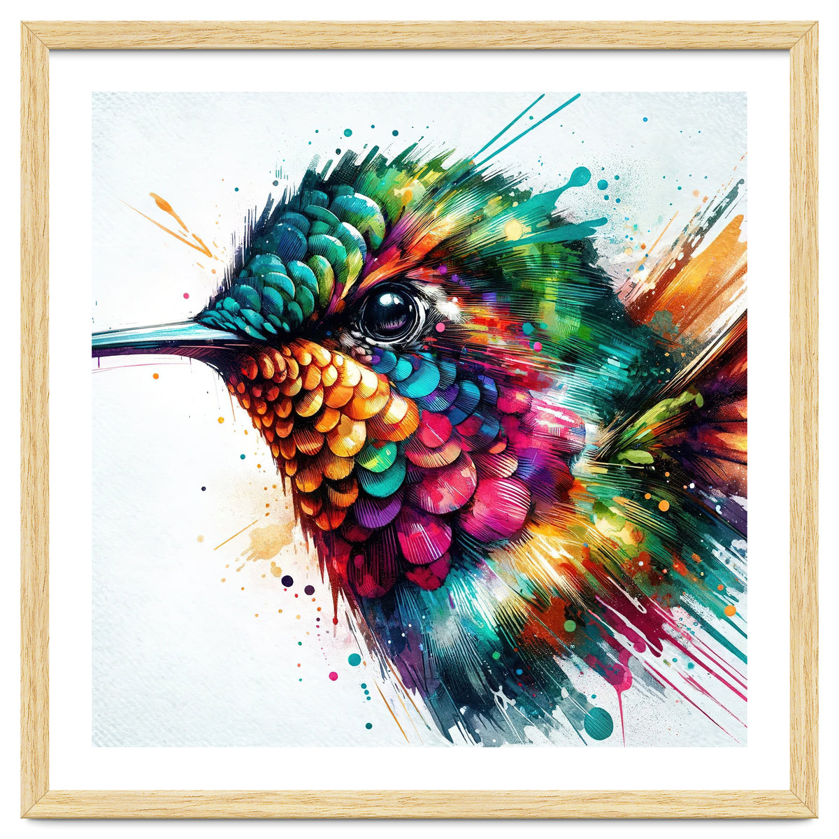 Watercolor Hummingbird Portrait