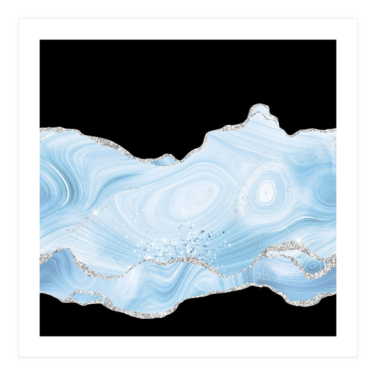 Blue & Silver Agate Glitter Texture 04 (Print Only)