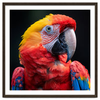 Scarlet Macaw Parrot Headshot Vibrant Colors