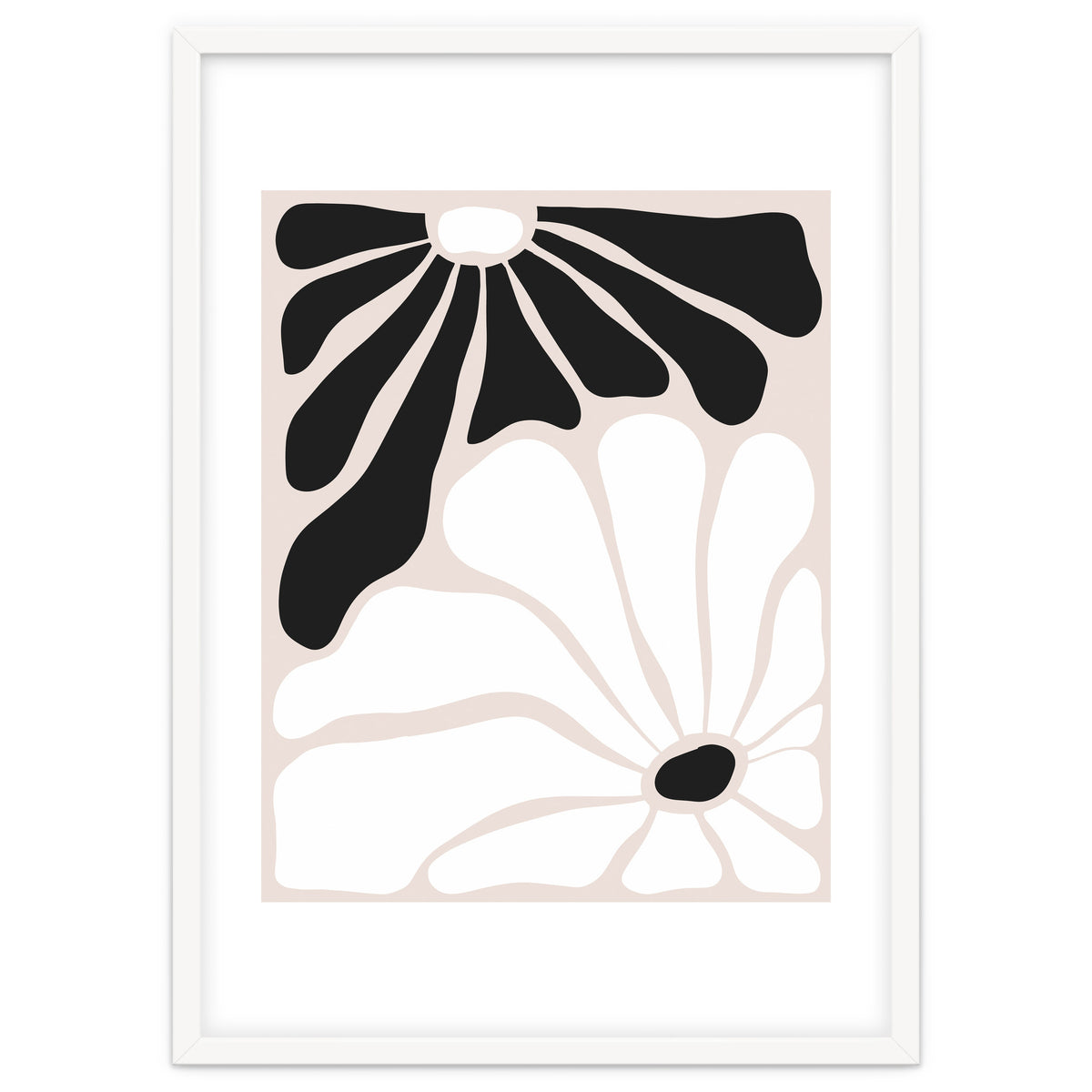 Floral Yin Yang, Scandinavian Nature Flowers Botanical Concept, Plants Blossom Positivity Neutral Minimalism