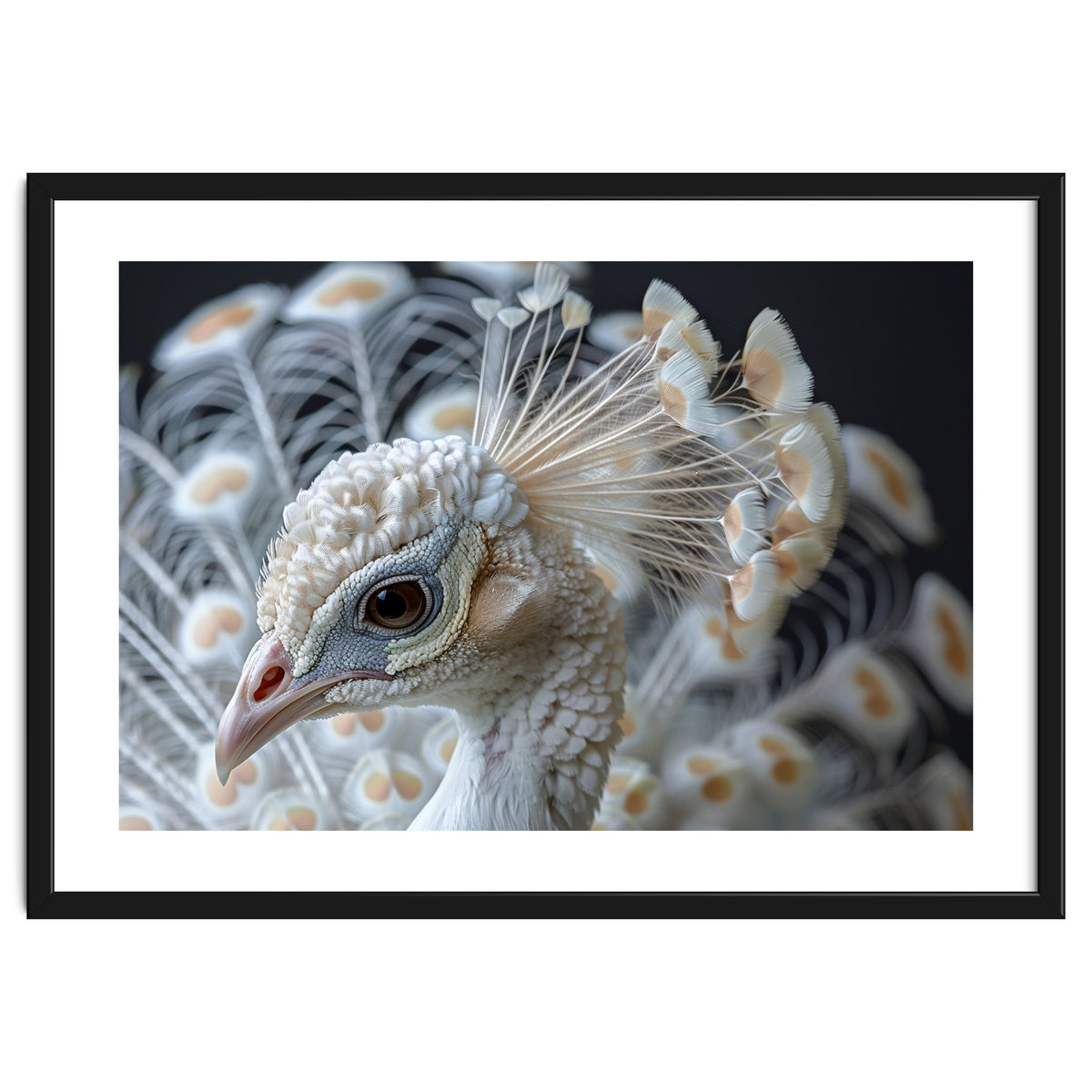 Close Up Albino Peacock Bird Portrait