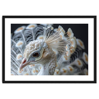 Close Up Albino Peacock Bird Portrait
